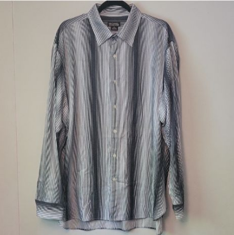 Michael Michael Kors Long Sleeve Button Up Striped Dress Shirt size XXL Blue